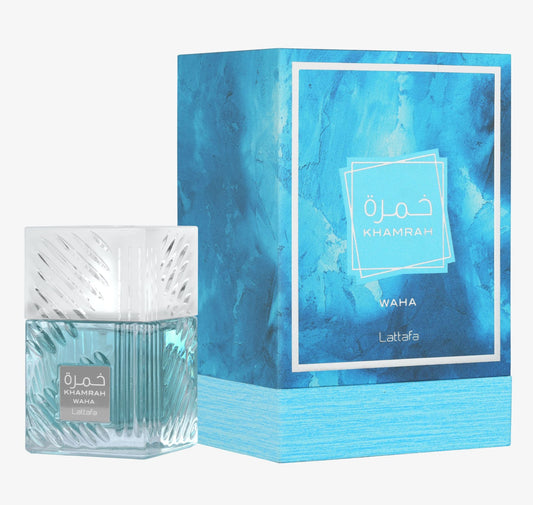 Lattafa Khamrah Waha 100ml bottle and box