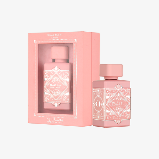 Lattafa Badee Al Oud Noble Blush 100ml bottle and box